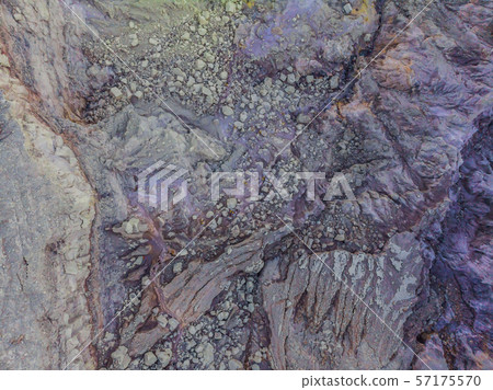 Aerial shot of the Ijen volcano or Kawah Ijen on the Indonesian language. Famous volcano containing 57175570