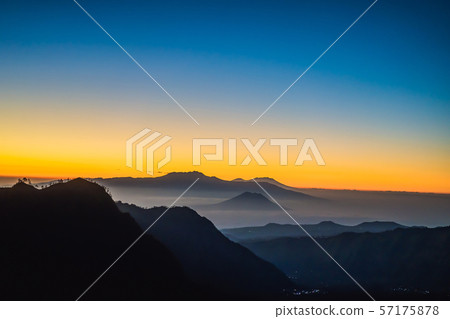 Sunrise at the Bromo Tengger Semeru National Park on the Java Island, Indonesia. View on the Bromo 57175878