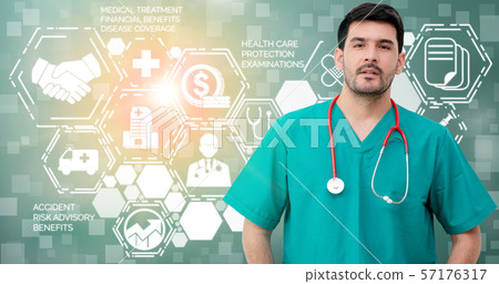 Doctor with Medical Healthcare Graphic in Hospital 57176317