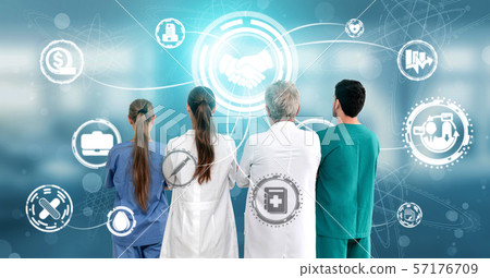 Doctor with health insurance healthcare graphic. Doctor with health insurance healthcare graphic. 57176709