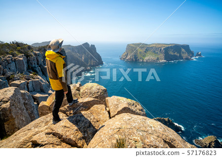 Trekking in Tasman Peninsula, Tasmania, Australia. 57176823