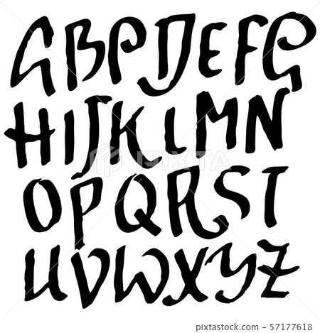 Hand drawn brush font. Modern brush lettering. Grunge style alphabet. Vector illustration. 57177618