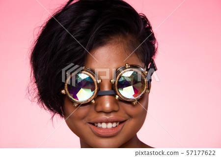 Fashion Model Woman wear Kaleidoscope Glasses 57177622