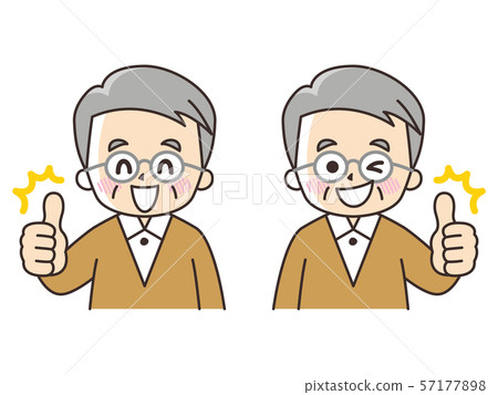 老人，豎起大拇指 57177898