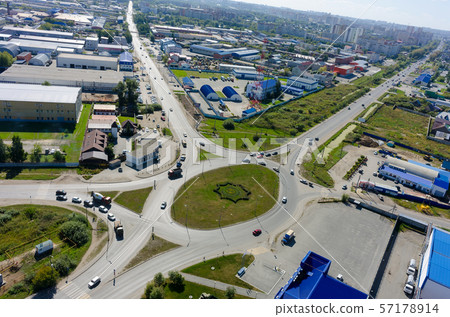 City road intersection from the air. Tyumen City road intersection from the air. Tyumen 57178914