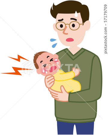Crying baby and dad 57179709