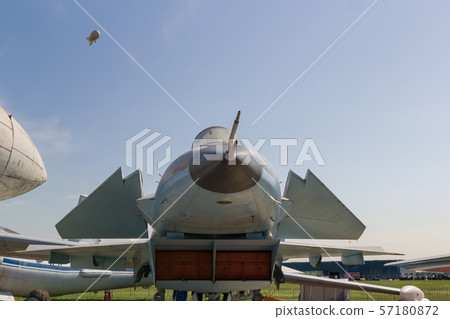 Under view of the military airplane - outdoors exhibition Under view of the military airplane - outdoors exhibition 57180872