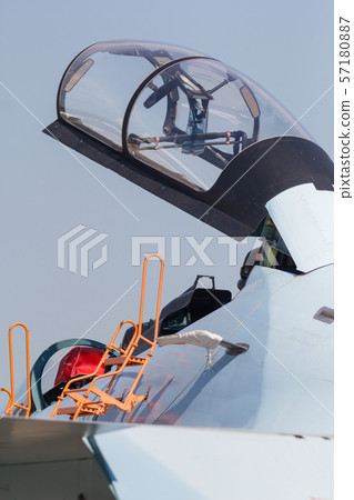 An opening cabin of the jet fighter An opening cabin of the jet fighter 57180887