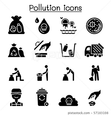 Pollution icon set vector illustration graphic 57183108
