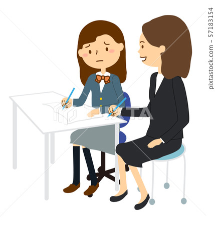 Tutoring school girl face and female teacher 57183154