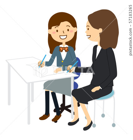Tutoring school girl smile conversation and female lecturer Tutoring school girl smile conversation and female lecturer 57183265