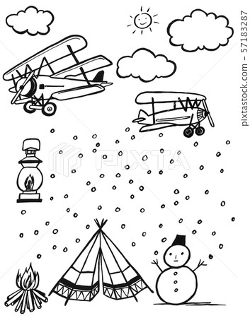 雪人冬天飛機帳篷例證 57183287