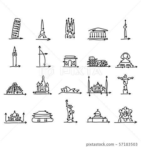 set of world landmarks signs made from arrow 57183503