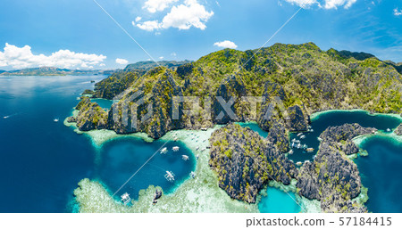 Panoramic landscape of Coron island in Philippines 57184415