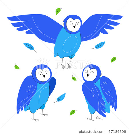 Cute owls - set of flat design style characters Cute owls - set of flat design style characters 57184806