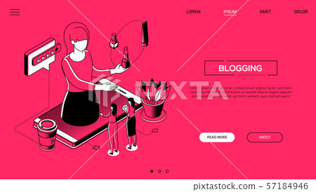 Blogging - line design style isometric web banner 57184946