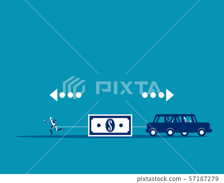 Robot vs Human competition for money. Concept 57187279