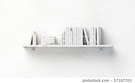 Blank white stack of books mock ups on shelf mounted Blank white stack of books mock ups on shelf mounted 57187703