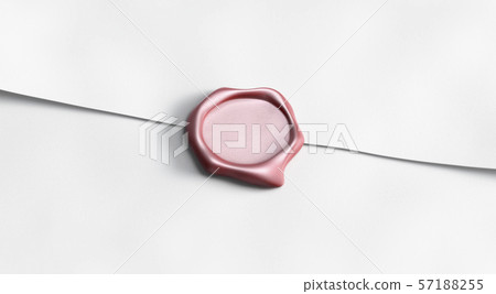 Blank red wax stamp on paper envelope letter mock up, 57188255