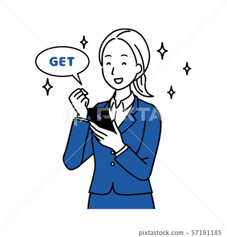 A woman who operates a smartphone 57191185
