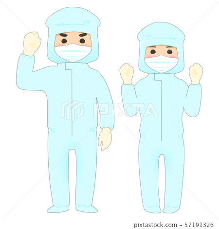 工人穿著防護服和無塵服（膽態研究工作食品加工醫療工作服無塵室） 57191326