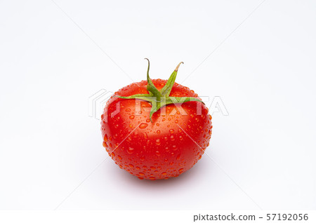 Tomato isolated on white water drops Tomato isolated on white water drops 57192056
