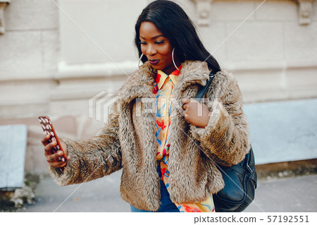 stylish black girl in a city 57192551