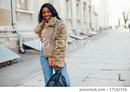 stylish black girl in a city stylish black girl in a city 57192556