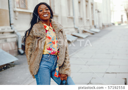 stylish black girl in a city stylish black girl in a city 57192558