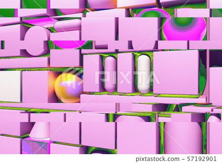 Abstract background with 3d figures and glitch effect Abstract background with 3d figures and glitch effect 57192901