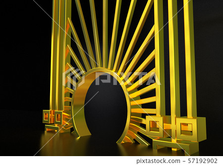 Art deco or modern abstract golden gate with vintage 1920 style. 3D illustration Art deco or modern abstract golden gate with vintage 1920 style. 3D illustration 57192902