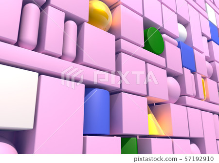 Abstract background with wall of multiple 3d shapes. 3D illustration Abstract background with wall of multiple 3d shapes. 3D illustration 57192910