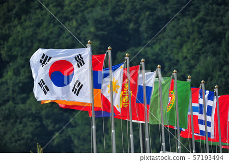 Korean flag and national flag Korean flag and national flag 57193494