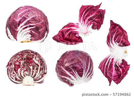 leaves and cabbageheads of red radicchio isolated 57194862