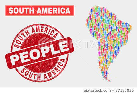 South America Map Population Demographics and Corroded Seal South America Map Population Demographics and Corroded Seal 57195036