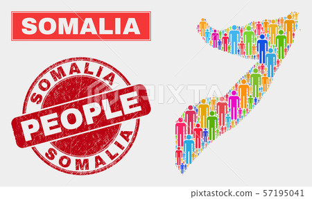 Somalia Map Population People and Rubber Seal 57195041