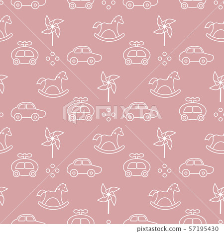 Vector seamless pattern with kids toys Childhood - Stock Illustration ...