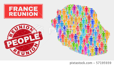 Reunion Island Map Population Demographics and Dirty Stamp Seal Reunion Island Map Population Demographics and Dirty Stamp Seal 57195939