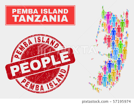 Pemba Island Map Population Demographics and Scratched Stamp Pemba Island Map Population Demographics and Scratched Stamp 57195974