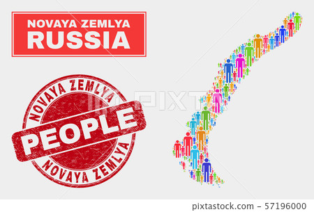 Novaya Zemlya Islands Map Population Demographics and Rubber Stamp Seal 57196000