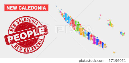 New Caledonia Islands Map Population Demographics and Dirty Stamp Seal 57196051