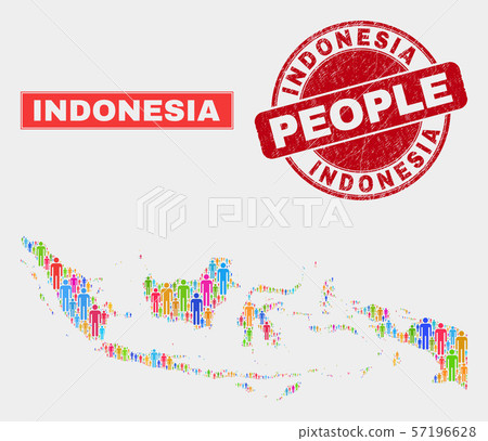 Indonesia Map Population People and Unclean Seal Indonesia Map Population People and Unclean Seal 57196628