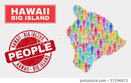 Hawaii Big Island Map Population People and Unclean Stamp Hawaii Big Island Map Population People and Unclean Stamp 57196673