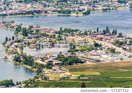 Resort area and residential houses in Osoyoos town, British Columbia. 57197332