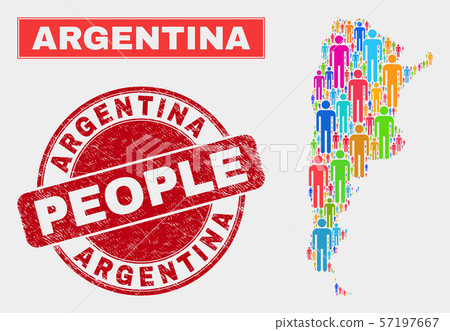 Argentina Map Population People and Grunge Watermark 57197667