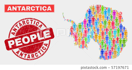 Antarctica Continent Map Population People and Grunge Stamp Seal Antarctica Continent Map Population People and Grunge Stamp Seal 57197671