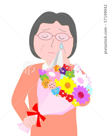 Elderly people who were given a bouquet on the day of celebration 57199042