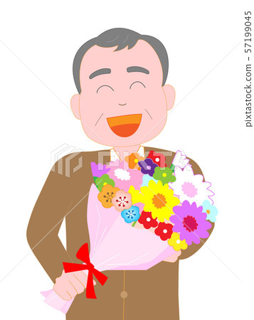 Elderly people who were given a bouquet on the day of celebration 57199045