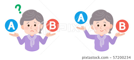 Senior woman illustration to be compared 57200234