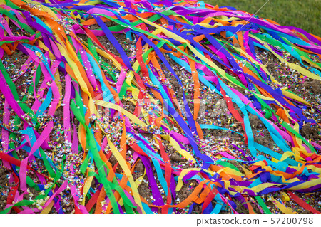Colorful paper decoration on the mausoleum 57200798